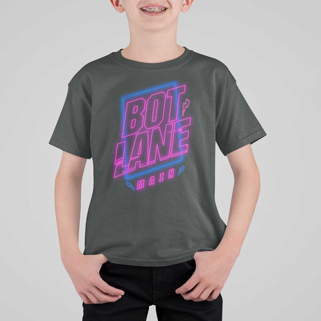 Bot Lane Main Cyberpunk Neon Style T Shirt For Kid Gaming Quote Gift - Wonder Print Shop