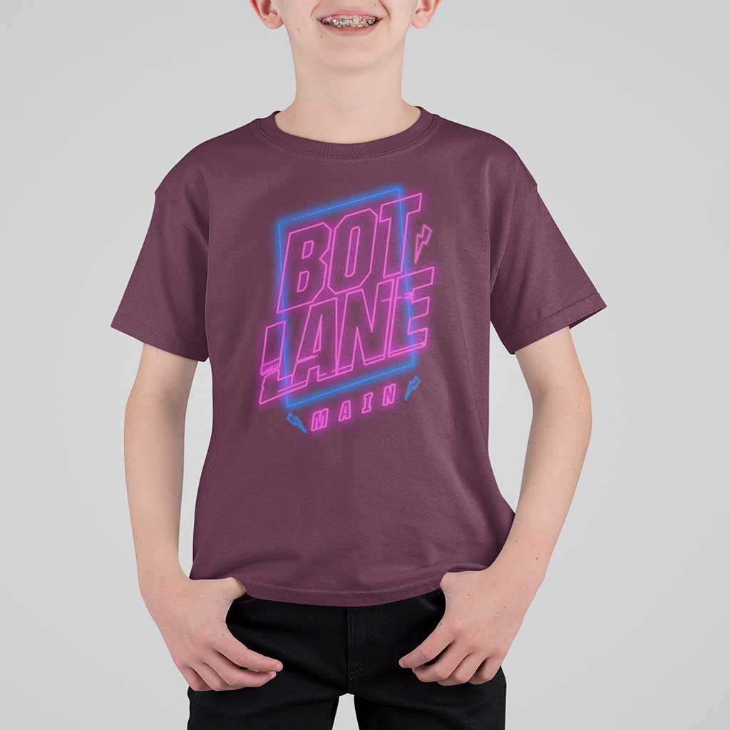 Bot Lane Main Cyberpunk Neon Style T Shirt For Kid Gaming Quote Gift - Wonder Print Shop