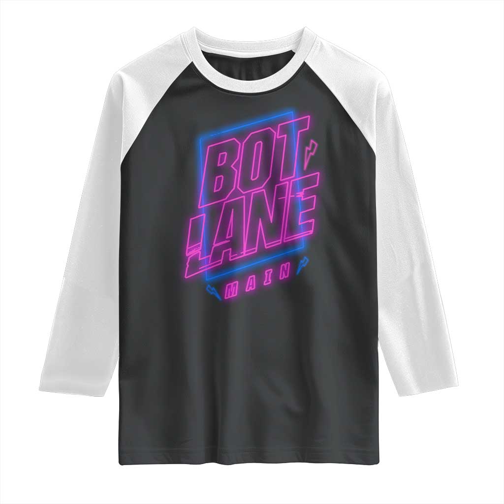Bot Lane Main Cyberpunk Neon Style Raglan Shirt Gaming Quote Gift - Wonder Print Shop