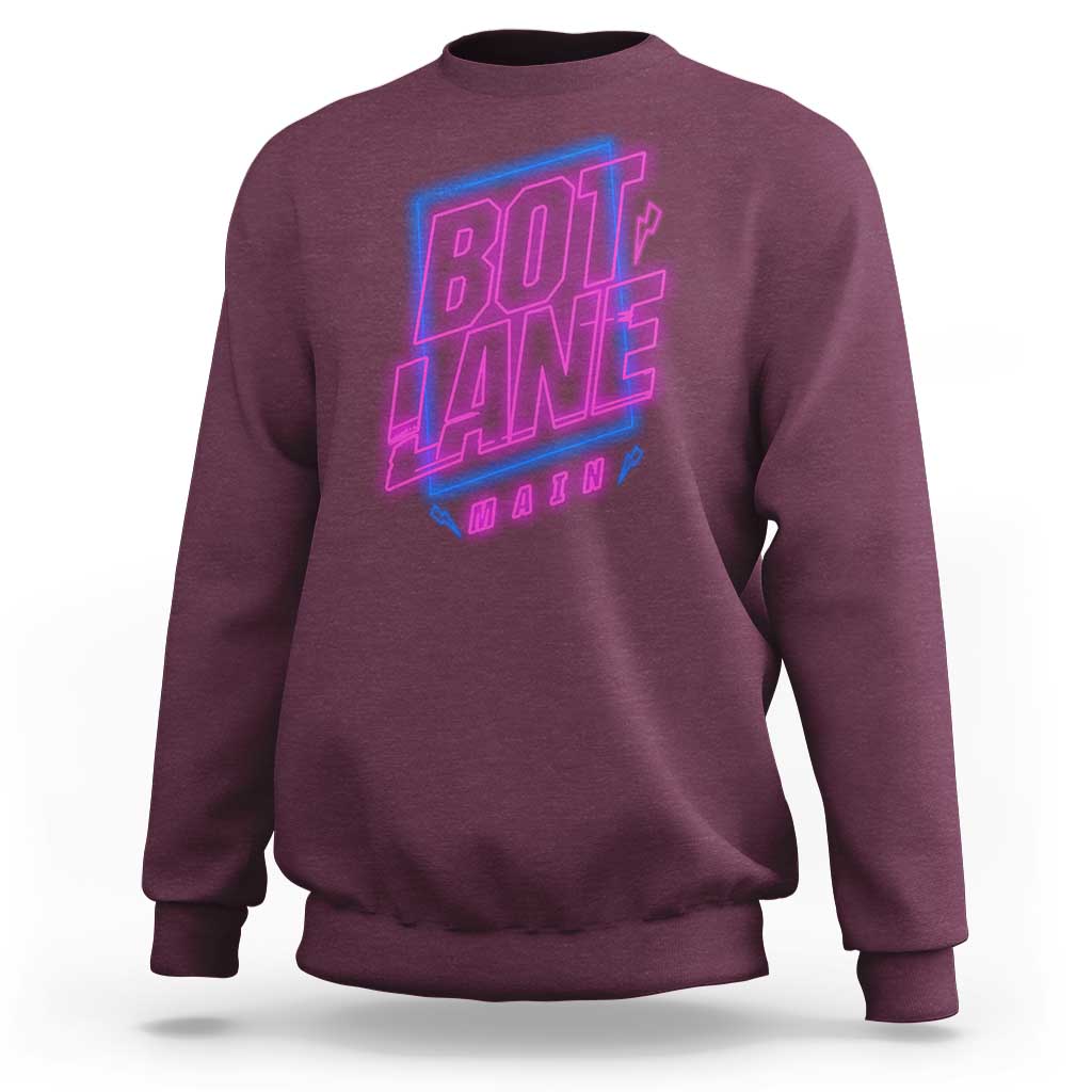 Bot Lane Main Cyberpunk Neon Style Sweatshirt Gaming Quote Gift - Wonder Print Shop