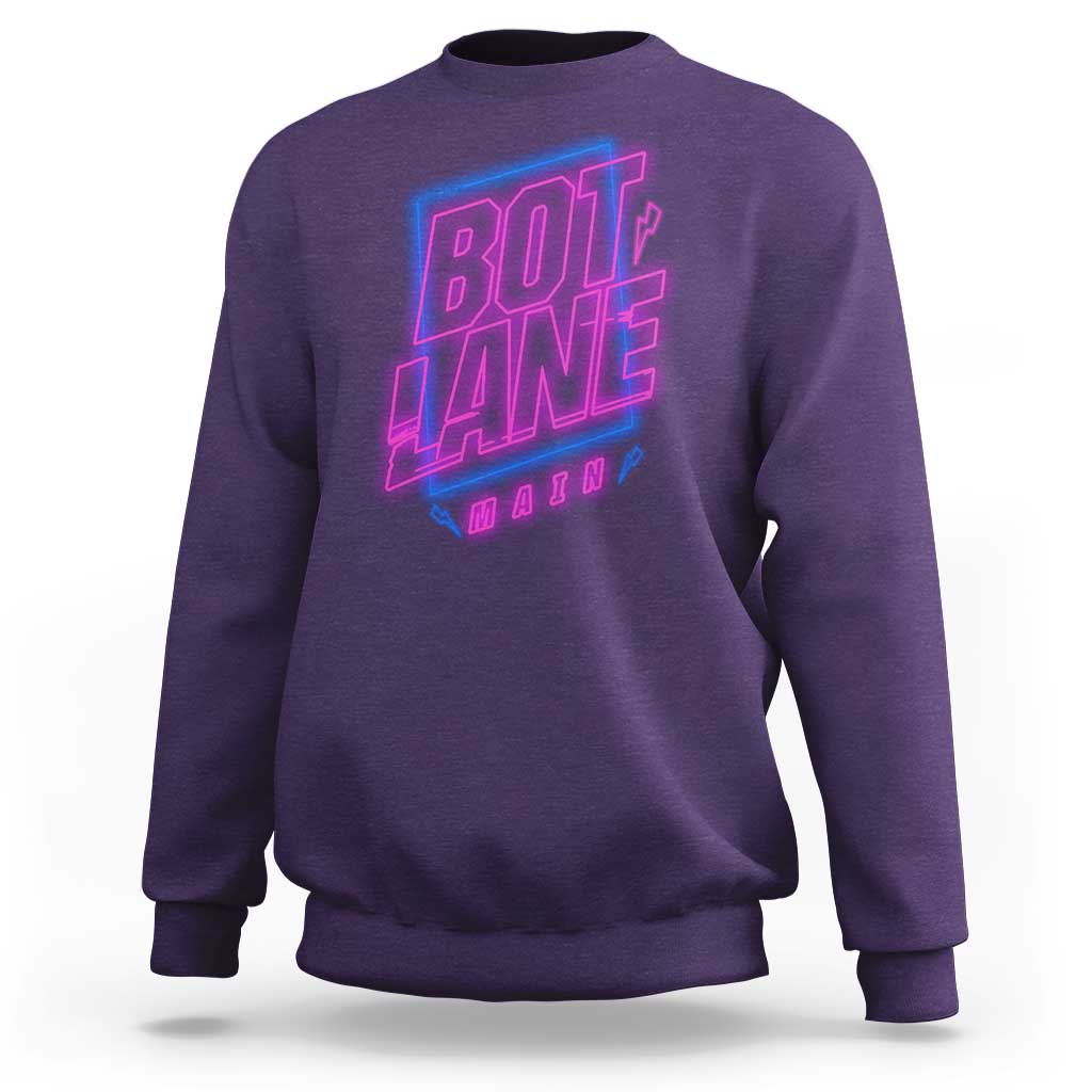 Bot Lane Main Cyberpunk Neon Style Sweatshirt Gaming Quote Gift - Wonder Print Shop