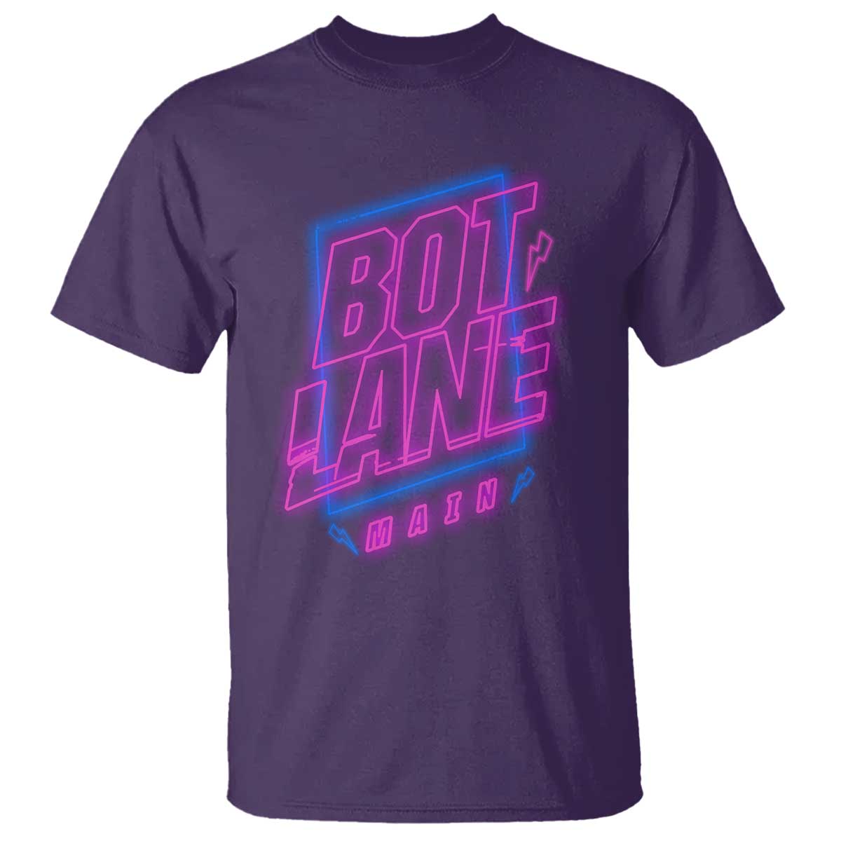 Bot Lane Main Cyberpunk Neon Style T Shirt Gaming Quote Gift - Wonder Print Shop