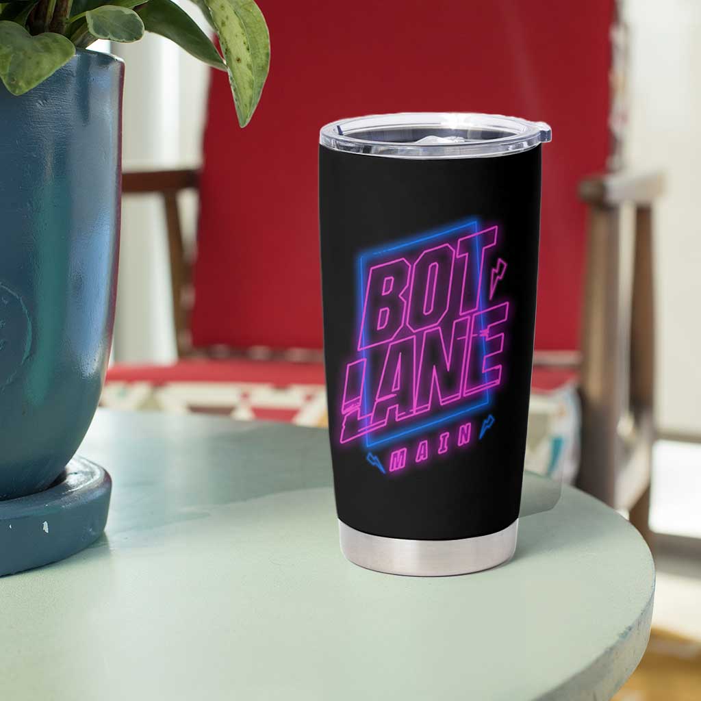 Bot Lane Main Cyberpunk Neon Style Tumbler Cup Gaming Quote Gift - Wonder Print Shop