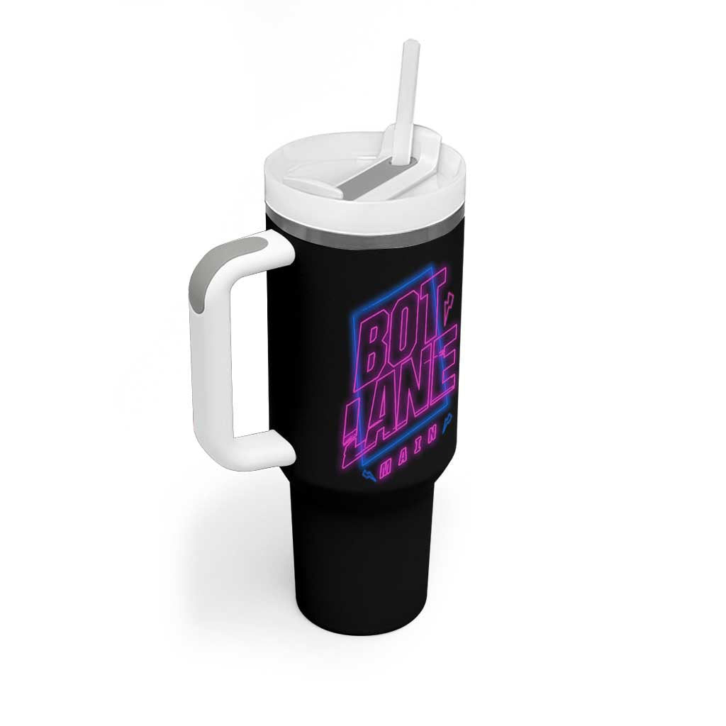 Bot Lane Main Cyberpunk Neon Style Tumbler With Handle Gaming Quote Gift - Wonder Print Shop
