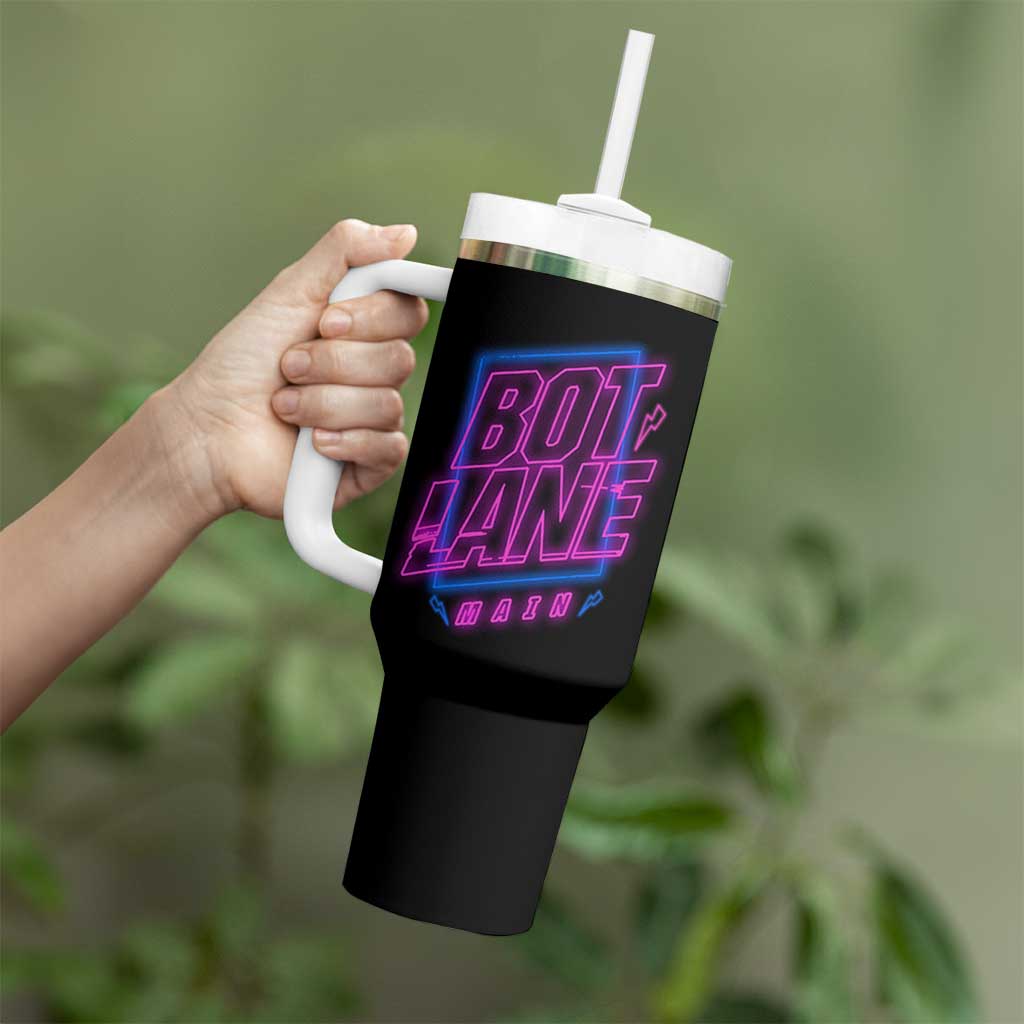 Bot Lane Main Cyberpunk Neon Style Tumbler With Handle Gaming Quote Gift - Wonder Print Shop