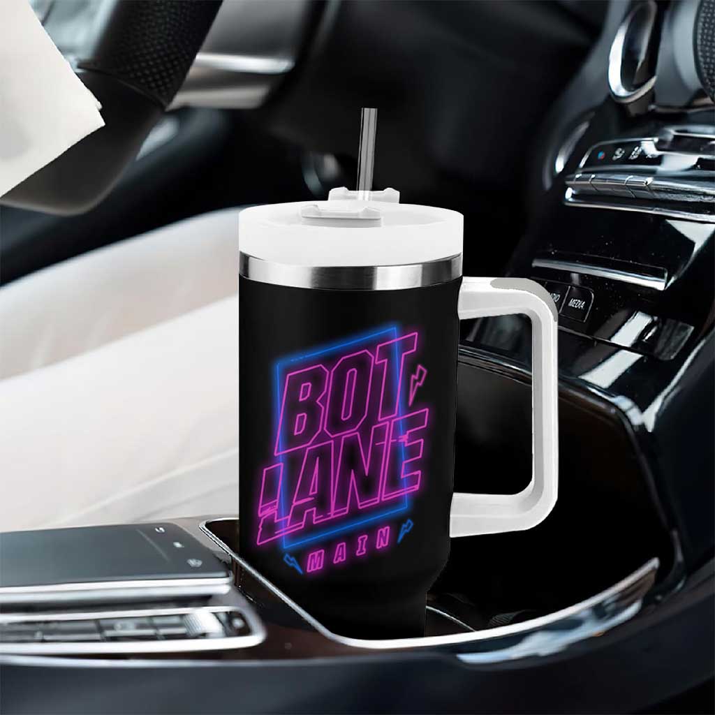 Bot Lane Main Cyberpunk Neon Style Tumbler With Handle Gaming Quote Gift - Wonder Print Shop