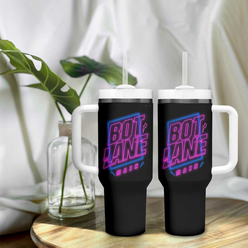 Bot Lane Main Cyberpunk Neon Style Tumbler With Handle Gaming Quote Gift - Wonder Print Shop