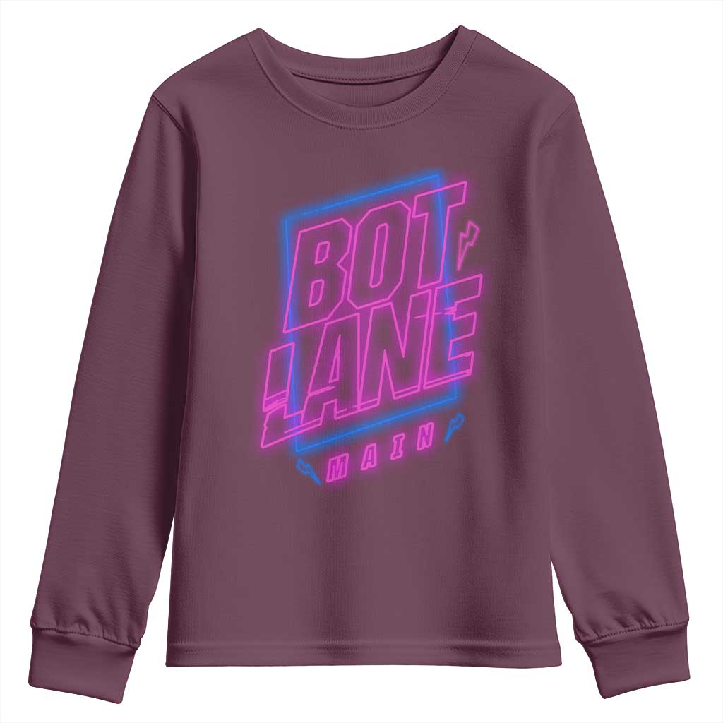 Bot Lane Main Cyberpunk Neon Style Youth Sweatshirt Gaming Quote Gift - Wonder Print Shop