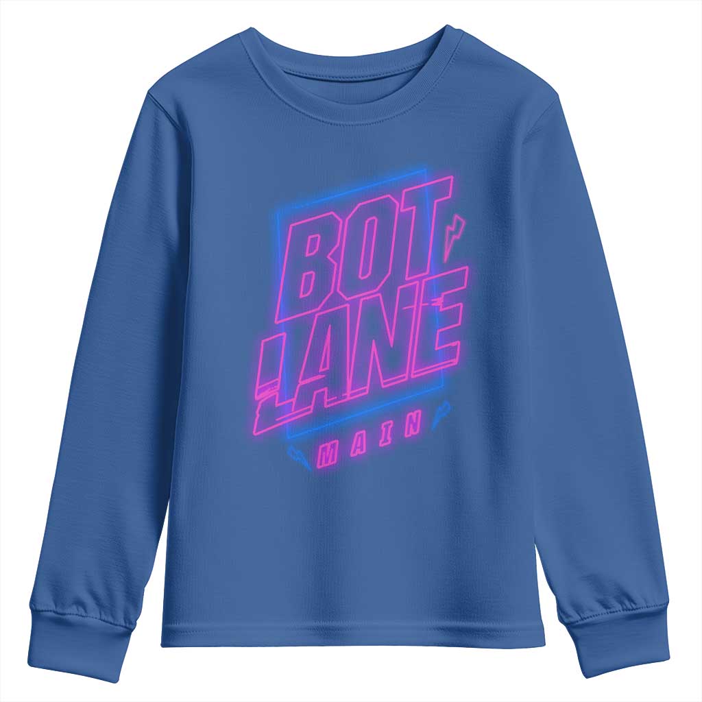 Bot Lane Main Cyberpunk Neon Style Youth Sweatshirt Gaming Quote Gift - Wonder Print Shop
