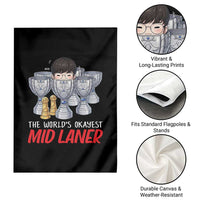 Worlds Okayest Mid Laner Garden Flag Funny Game Lover Gift - Wonder Print Shop
