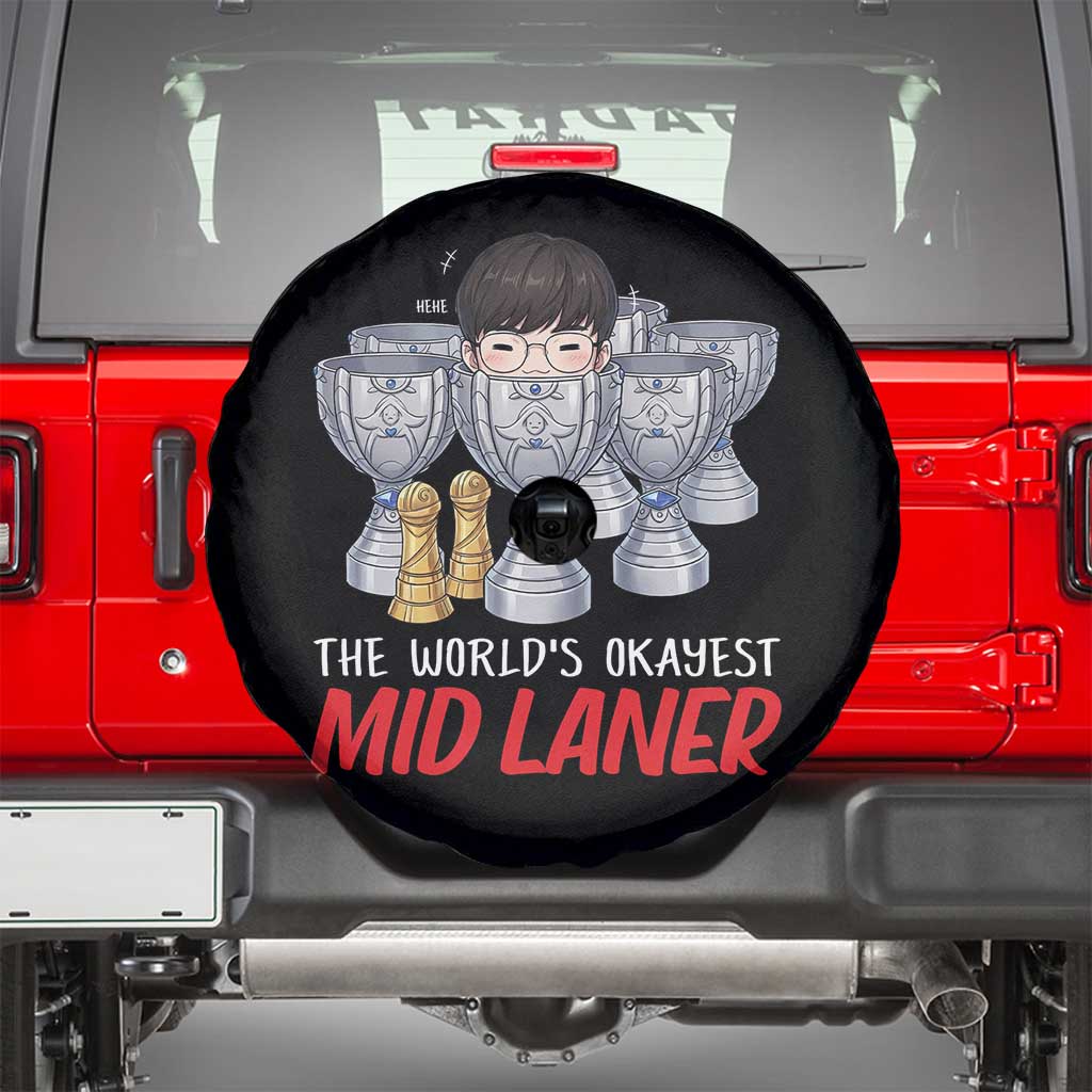 Worlds Okayest Mid Laner Spare Tire Cover Funny Game Lover Gift - Wonder Print Shop