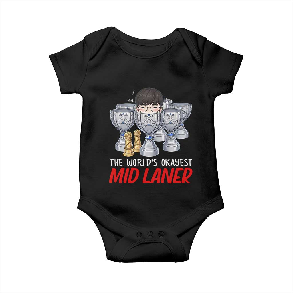 Worlds Okayest Mid Laner Baby Onesie Funny Game Lover Gift - Wonder Print Shop