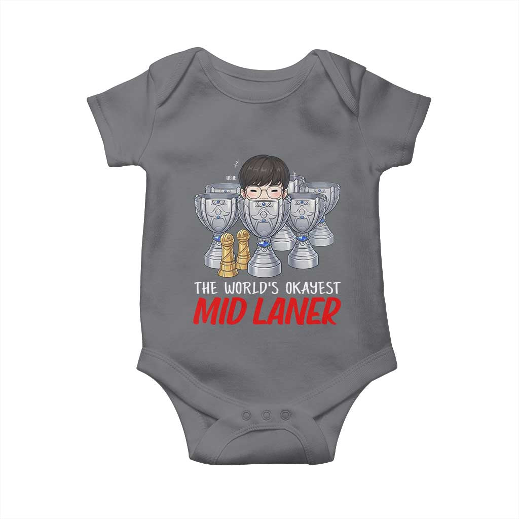 Worlds Okayest Mid Laner Baby Onesie Funny Game Lover Gift - Wonder Print Shop