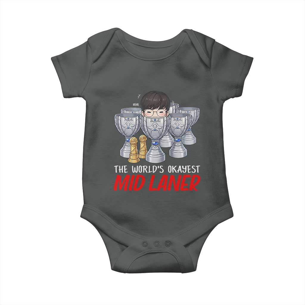 Worlds Okayest Mid Laner Baby Onesie Funny Game Lover Gift - Wonder Print Shop