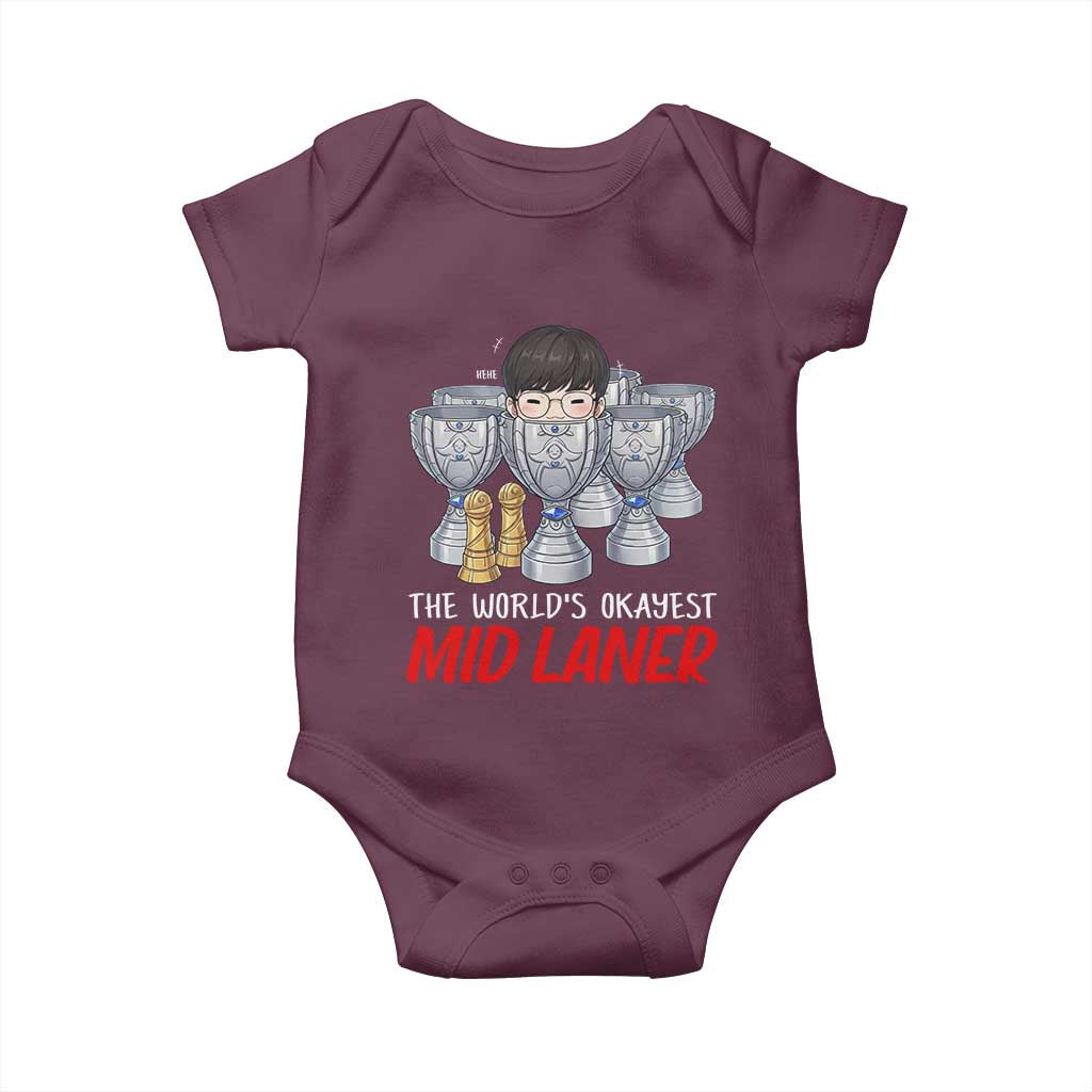 Worlds Okayest Mid Laner Baby Onesie Funny Game Lover Gift - Wonder Print Shop