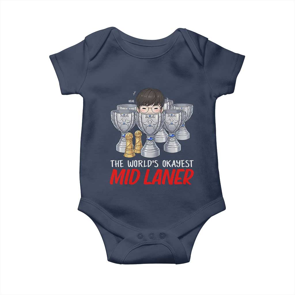 Worlds Okayest Mid Laner Baby Onesie Funny Game Lover Gift - Wonder Print Shop