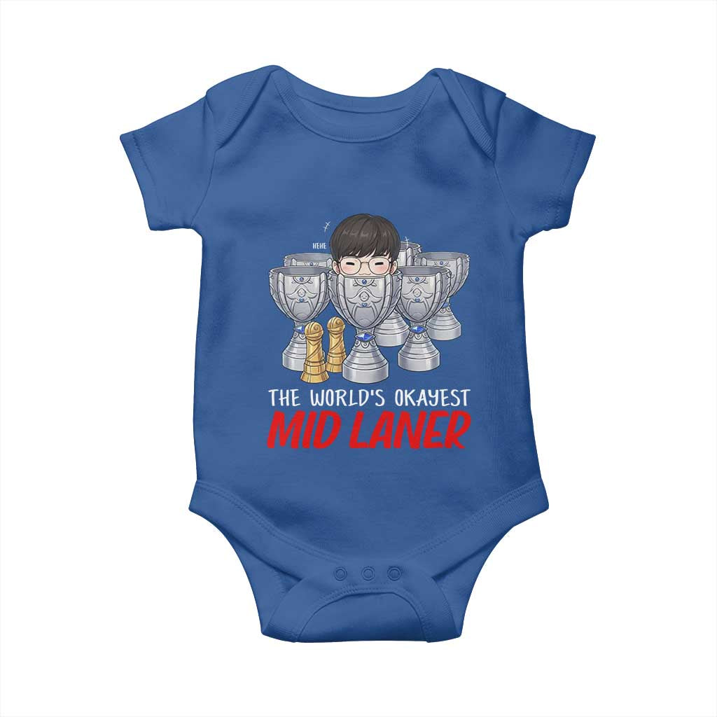 Worlds Okayest Mid Laner Baby Onesie Funny Game Lover Gift - Wonder Print Shop