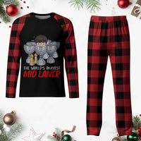 Worlds Okayest Mid Laner Plaid Pajama Set Funny Game Lover Gift - Wonder Print Shop