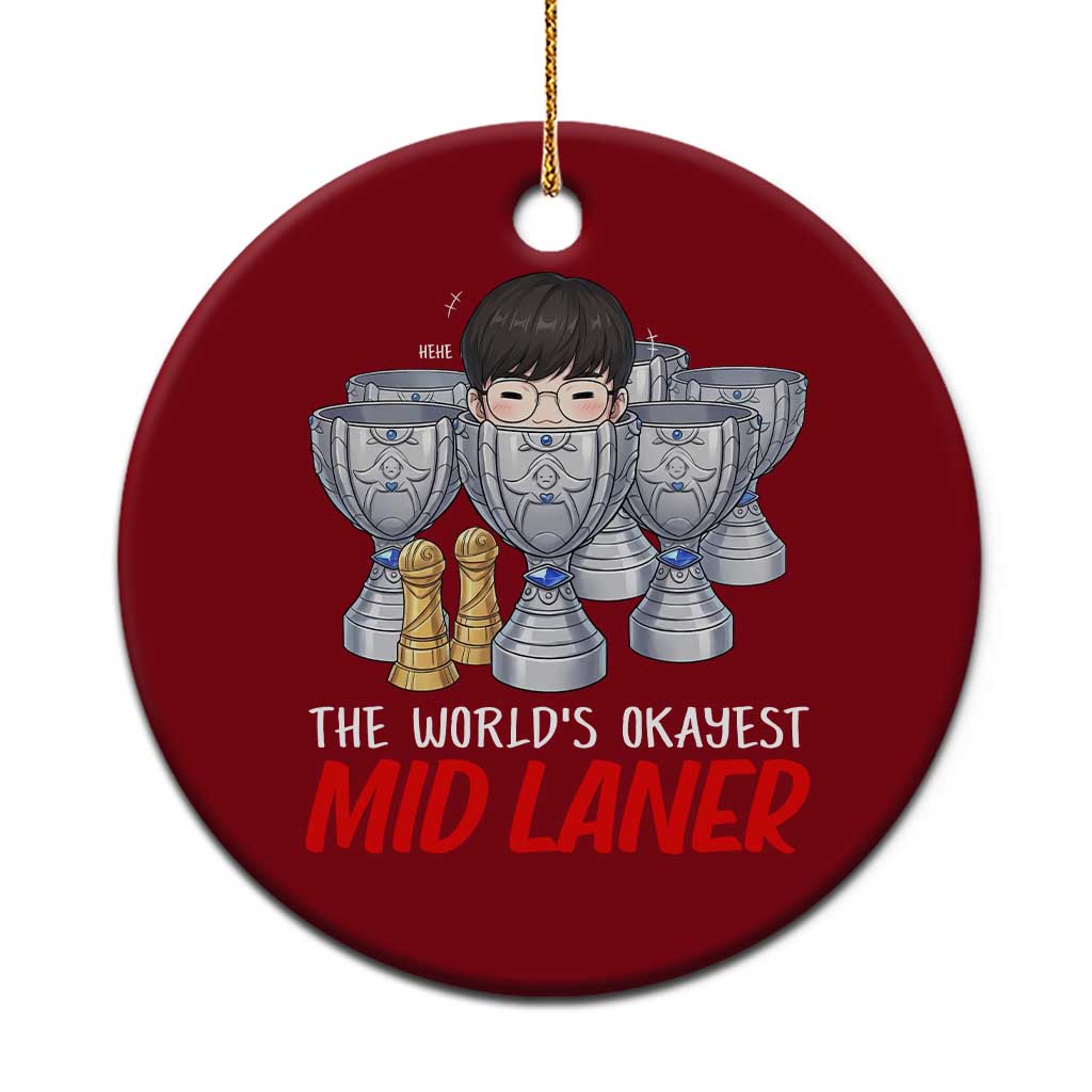 Worlds Okayest Mid Laner Ceramic Ornament Funny Game Lover Gift - Wonder Print Shop