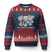 Worlds Okayest Mid Laner Ugly Christmas Sweater Funny Game Lover Gift - Wonder Print Shop