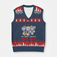 Worlds Okayest Mid Laner V-Neck Knit Sweater Vest Funny Game Lover Gift - Wonder Print Shop