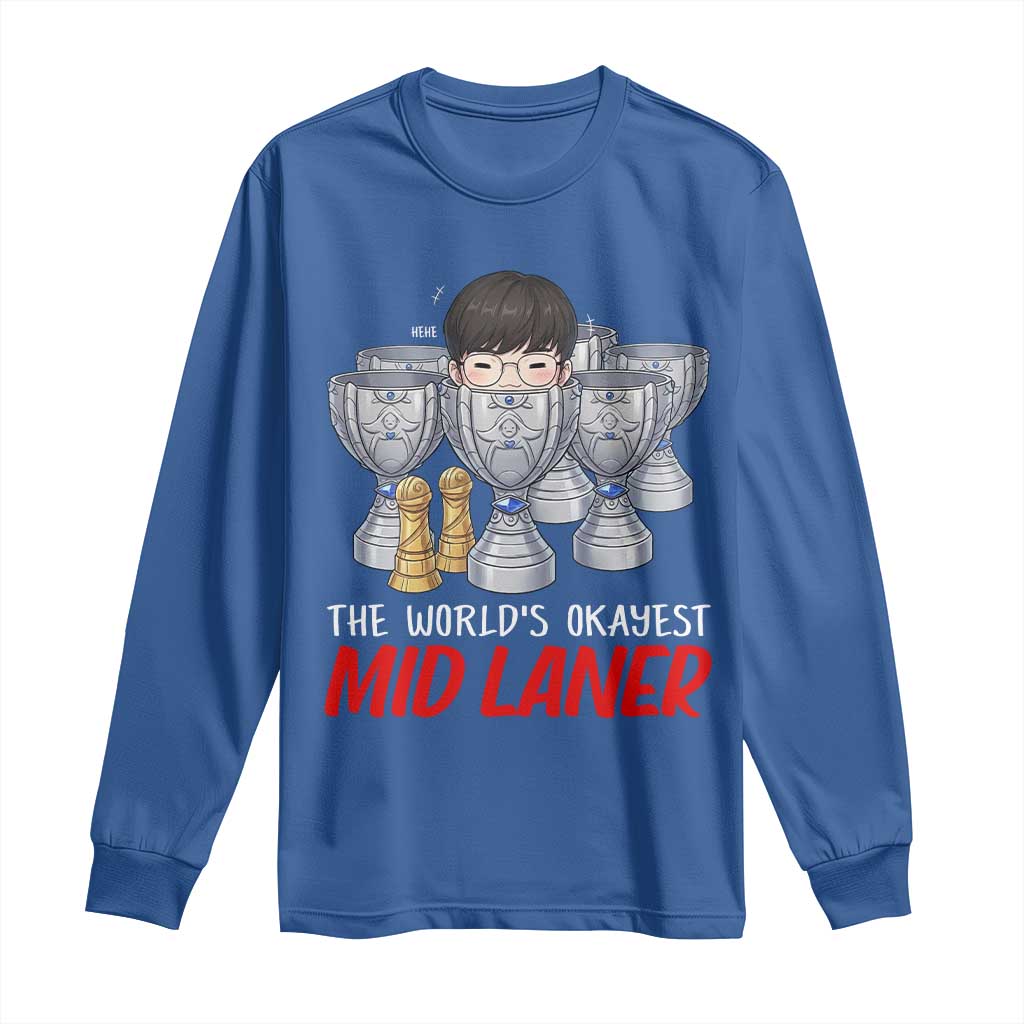 Worlds Okayest Mid Laner Long Sleeve Shirt Funny Game Lover Gift - Wonder Print Shop