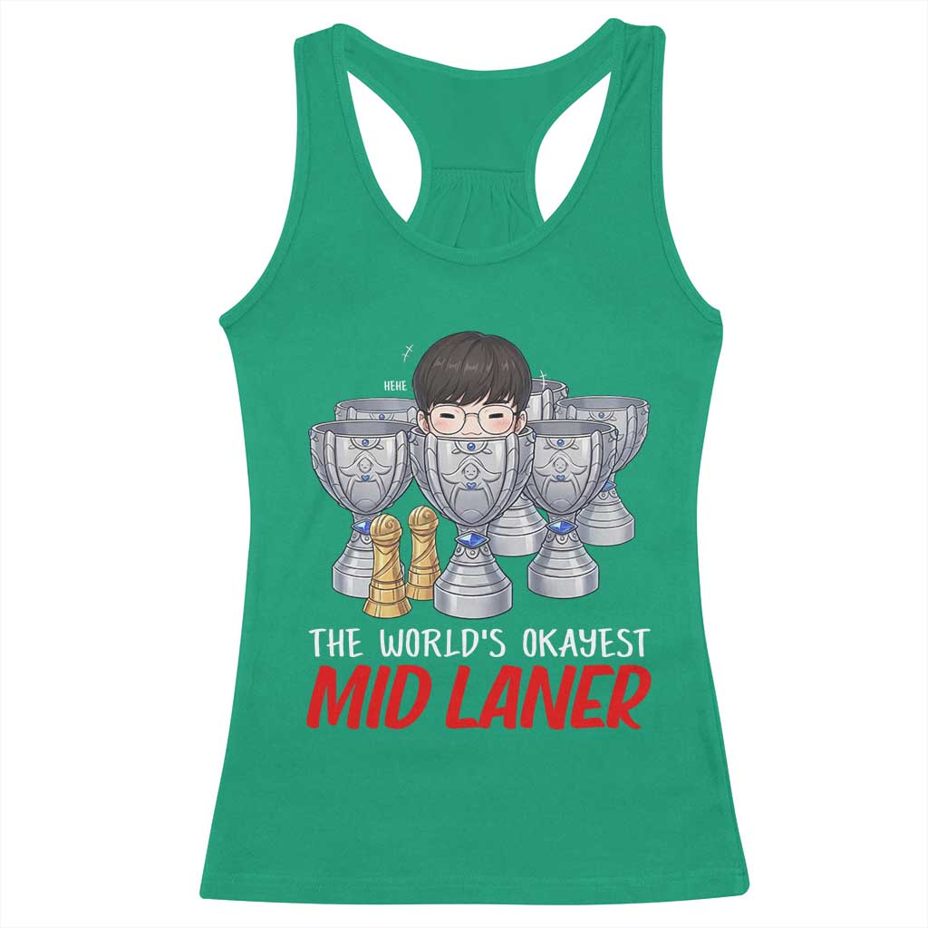 Worlds Okayest Mid Laner Racerback Tank Top Funny Game Lover Gift - Wonder Print Shop