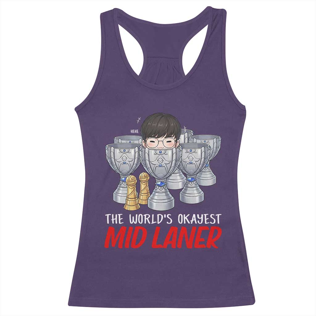 Worlds Okayest Mid Laner Racerback Tank Top Funny Game Lover Gift - Wonder Print Shop