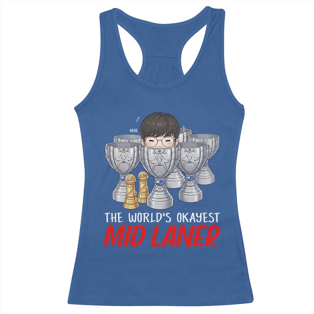 Worlds Okayest Mid Laner Racerback Tank Top Funny Game Lover Gift - Wonder Print Shop