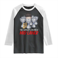 Worlds Okayest Mid Laner Raglan Shirt Funny Game Lover Gift - Wonder Print Shop