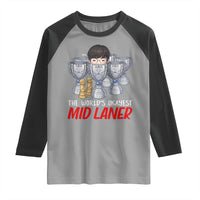 Worlds Okayest Mid Laner Raglan Shirt Funny Game Lover Gift - Wonder Print Shop