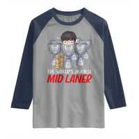 Worlds Okayest Mid Laner Raglan Shirt Funny Game Lover Gift - Wonder Print Shop