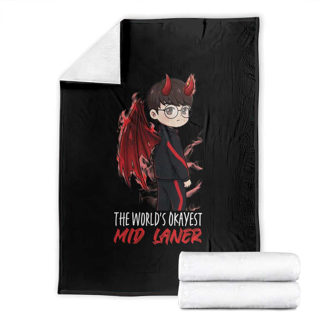 Worlds Okayest Mid Laner Throw Blanket Funny Gift For Gamer - Wonder Print Shop