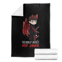 Worlds Okayest Mid Laner Throw Blanket Funny Gift For Gamer - Wonder Print Shop