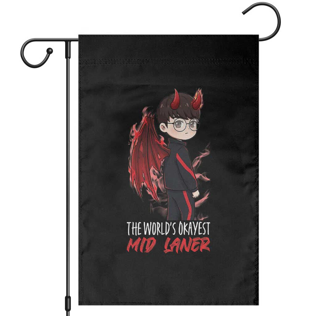 Worlds Okayest Mid Laner Garden Flag Funny Gift For Gamer - Wonder Print Shop