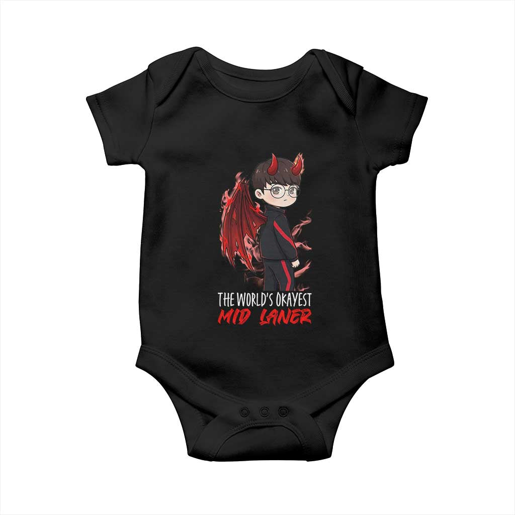 Worlds Okayest Mid Laner Baby Onesie Funny Gift For Gamer - Wonder Print Shop