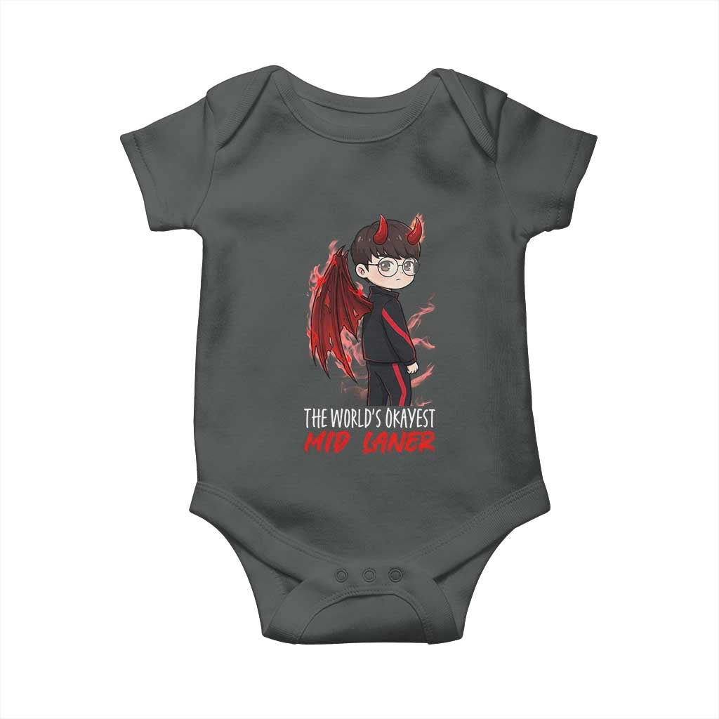 Worlds Okayest Mid Laner Baby Onesie Funny Gift For Gamer - Wonder Print Shop