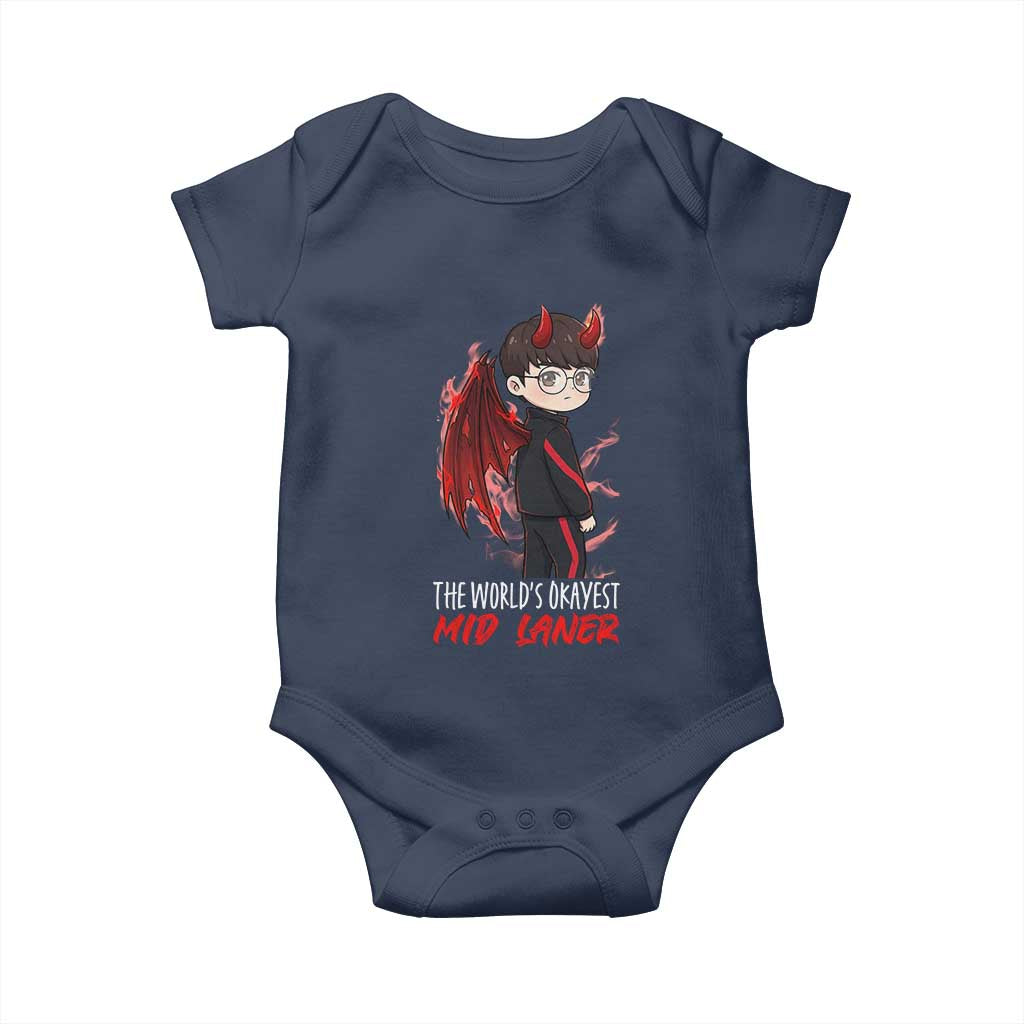 Worlds Okayest Mid Laner Baby Onesie Funny Gift For Gamer - Wonder Print Shop
