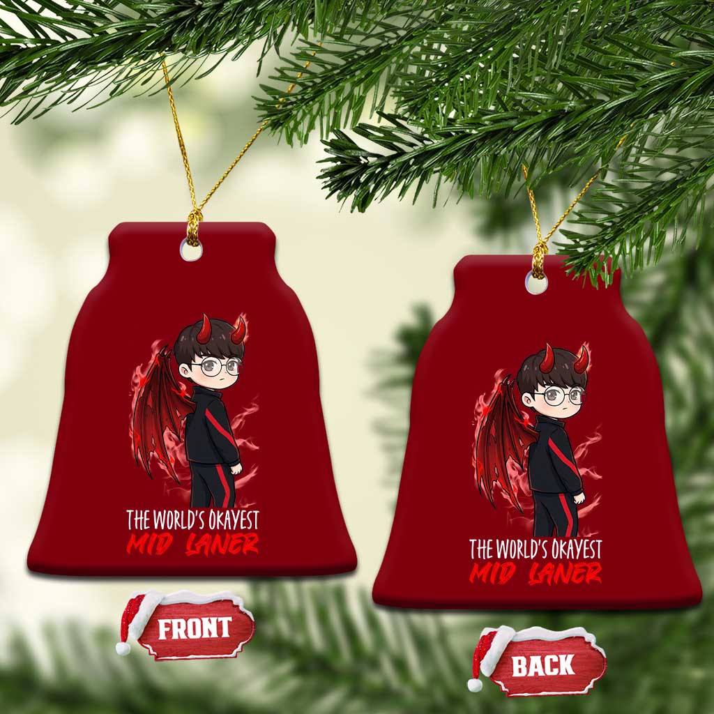 Worlds Okayest Mid Laner Ceramic Ornament Funny Gift For Gamer - Wonder Print Shop