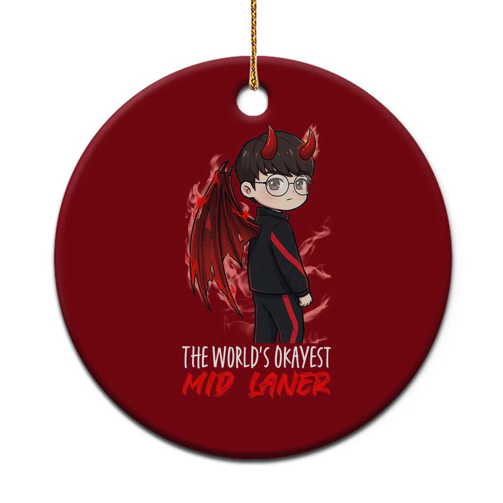 Worlds Okayest Mid Laner Ceramic Ornament Funny Gift For Gamer - Wonder Print Shop