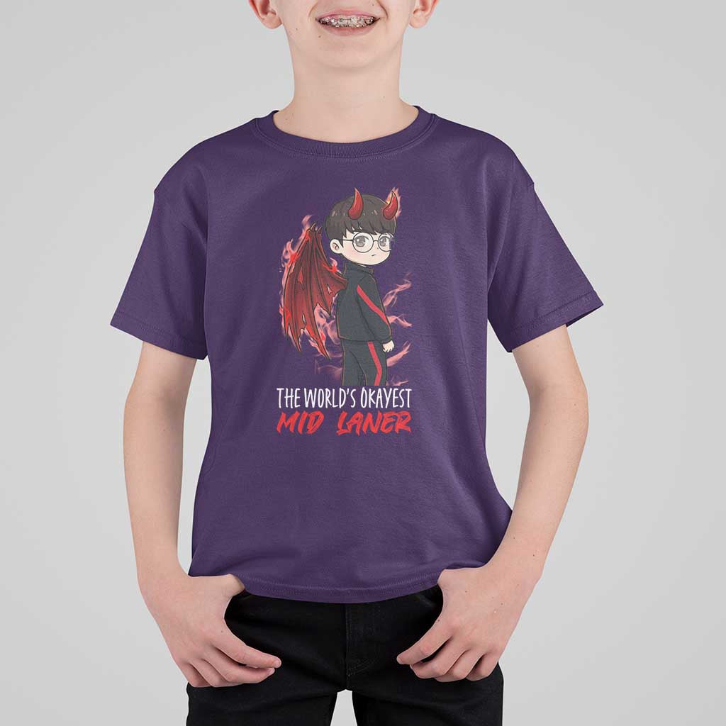 Worlds Okayest Mid Laner T Shirt For Kid Funny Gift For Gamer - Wonder Print Shop