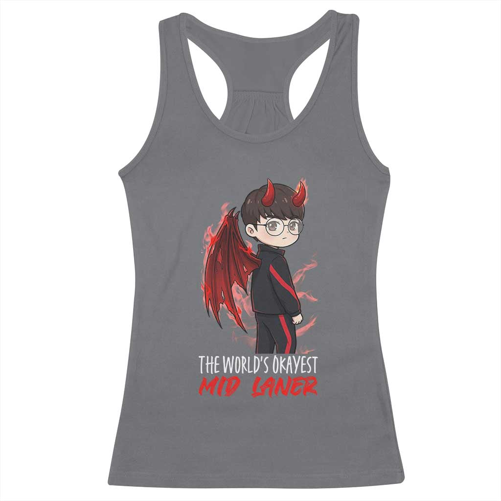 Worlds Okayest Mid Laner Racerback Tank Top Funny Gift For Gamer - Wonder Print Shop
