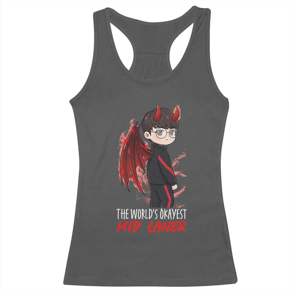 Worlds Okayest Mid Laner Racerback Tank Top Funny Gift For Gamer - Wonder Print Shop