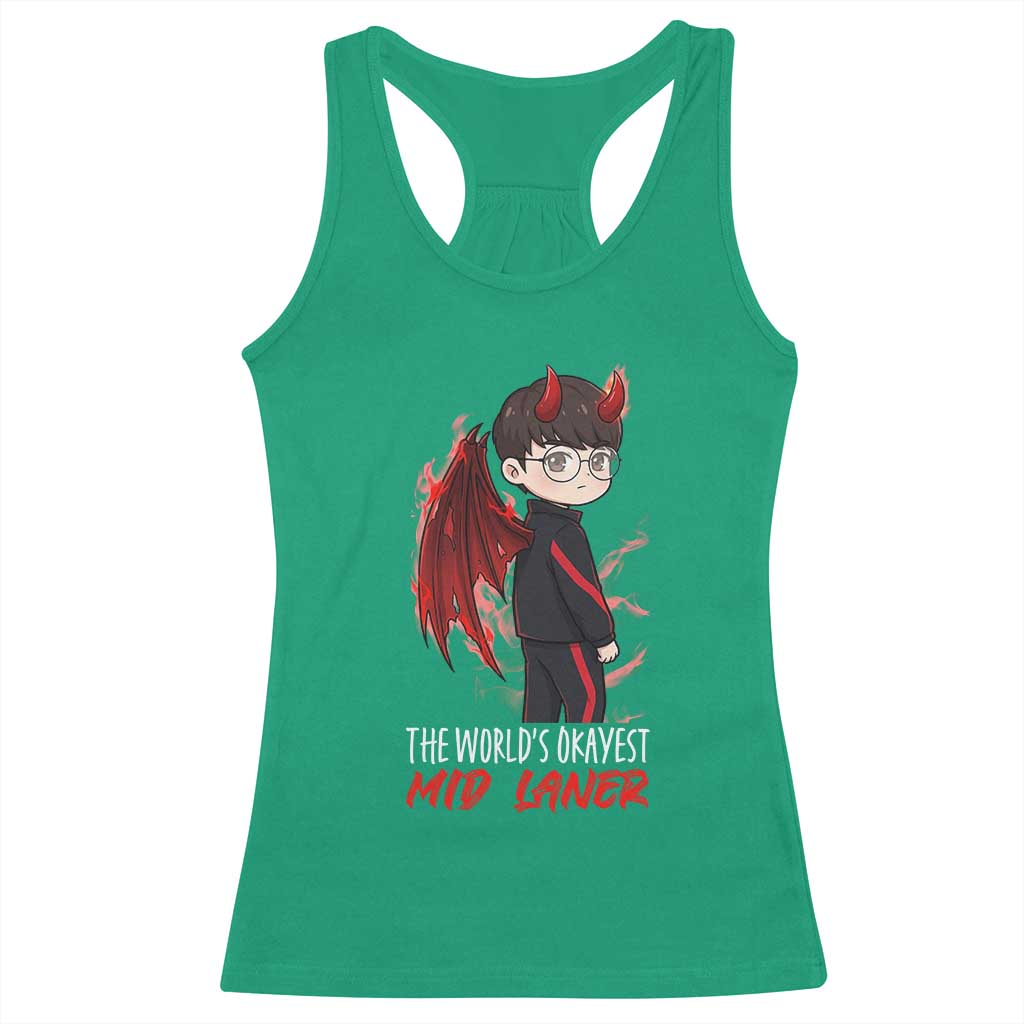 Worlds Okayest Mid Laner Racerback Tank Top Funny Gift For Gamer - Wonder Print Shop