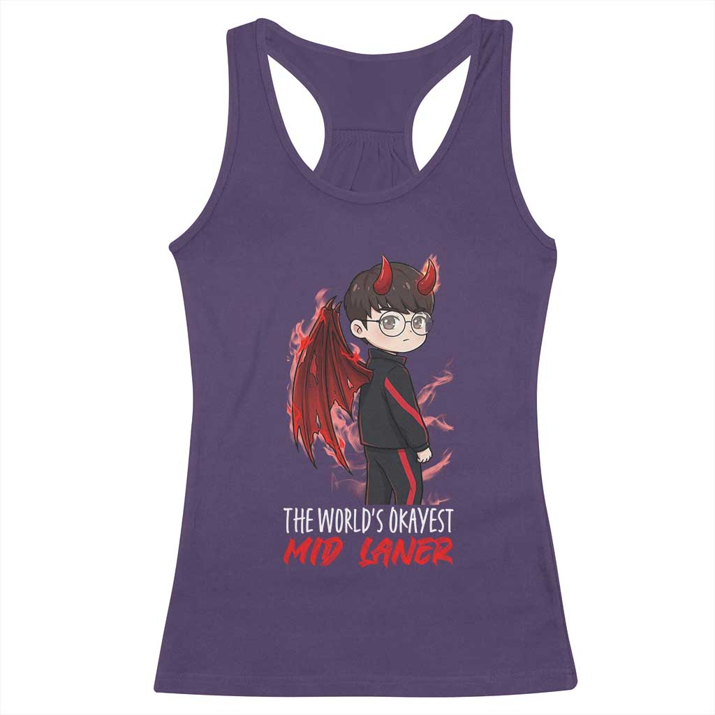 Worlds Okayest Mid Laner Racerback Tank Top Funny Gift For Gamer - Wonder Print Shop
