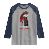 Worlds Okayest Mid Laner Raglan Shirt Funny Gift For Gamer - Wonder Print Shop