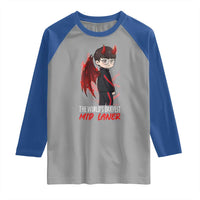 Worlds Okayest Mid Laner Raglan Shirt Funny Gift For Gamer - Wonder Print Shop