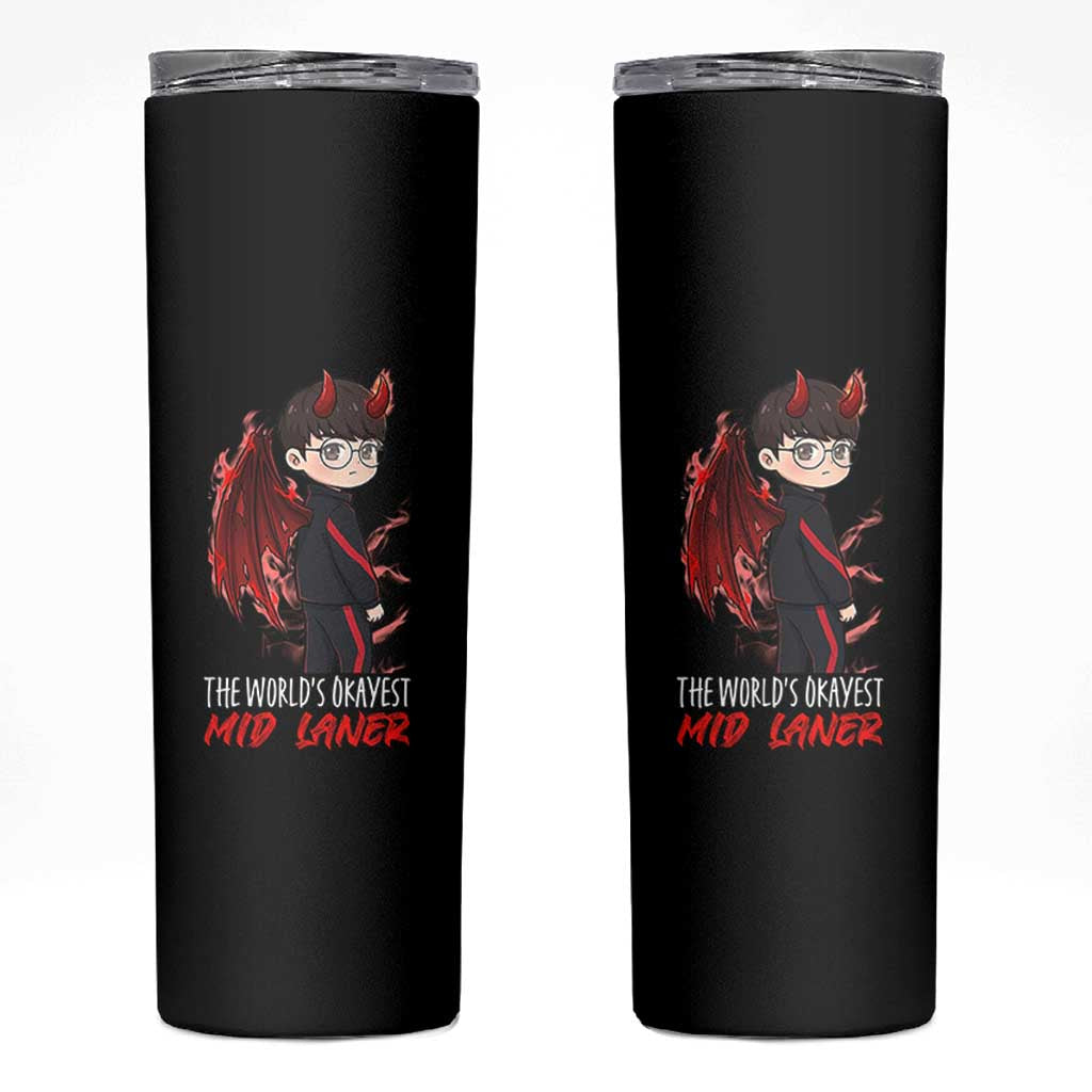 Worlds Okayest Mid Laner Skinny Tumbler Funny Gift For Gamer - Wonder Print Shop