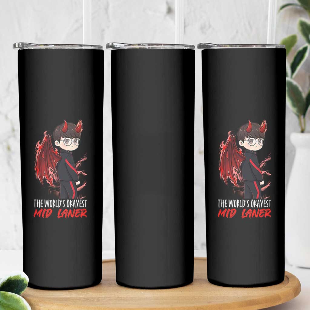 Worlds Okayest Mid Laner Skinny Tumbler Funny Gift For Gamer - Wonder Print Shop
