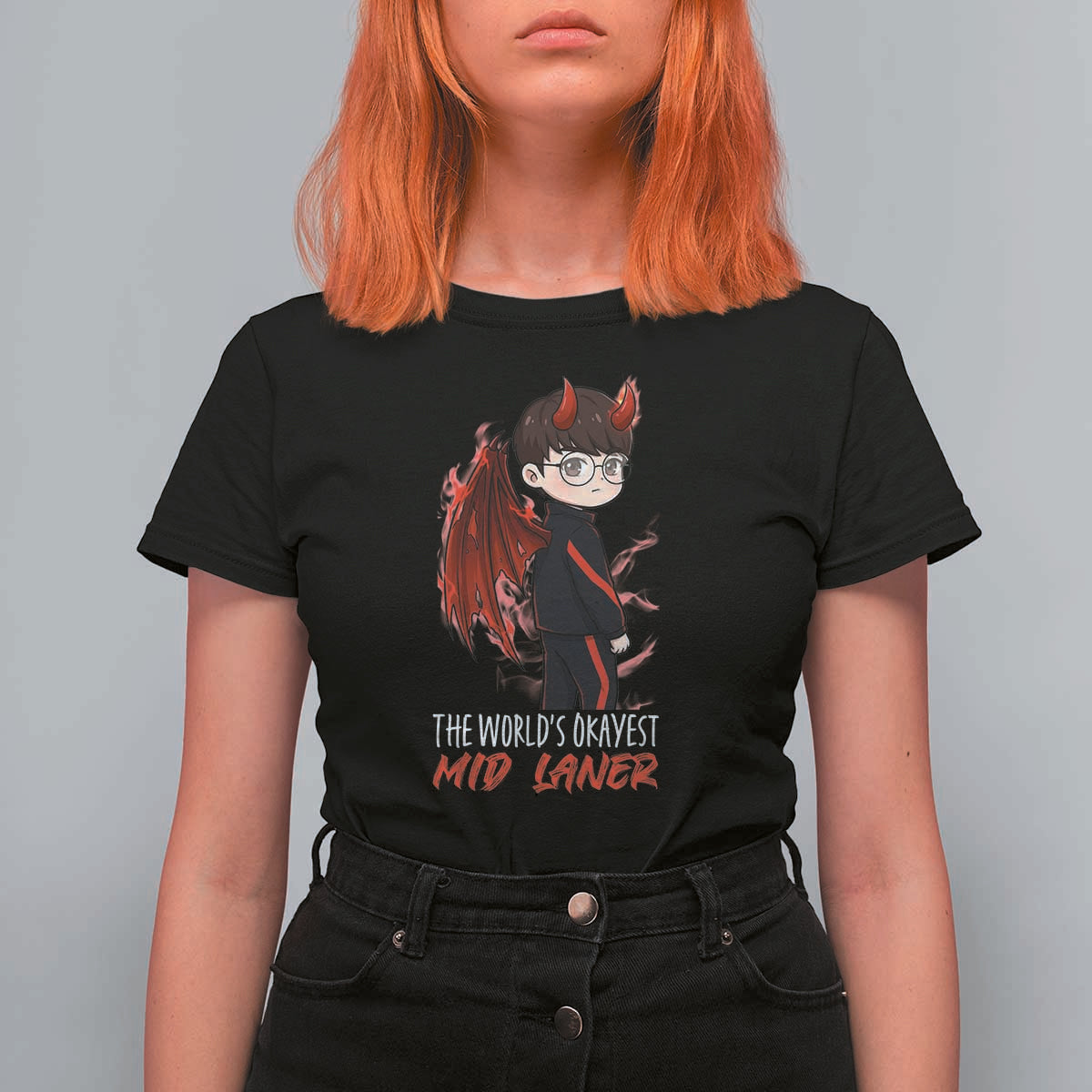 Worlds Okayest Mid Laner T Shirt For Women Funny Gift For Gamer - Wonder Print Shop